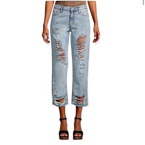 Avec Les filles distressed ripped high rise light wash mom jeans size‎ 28
